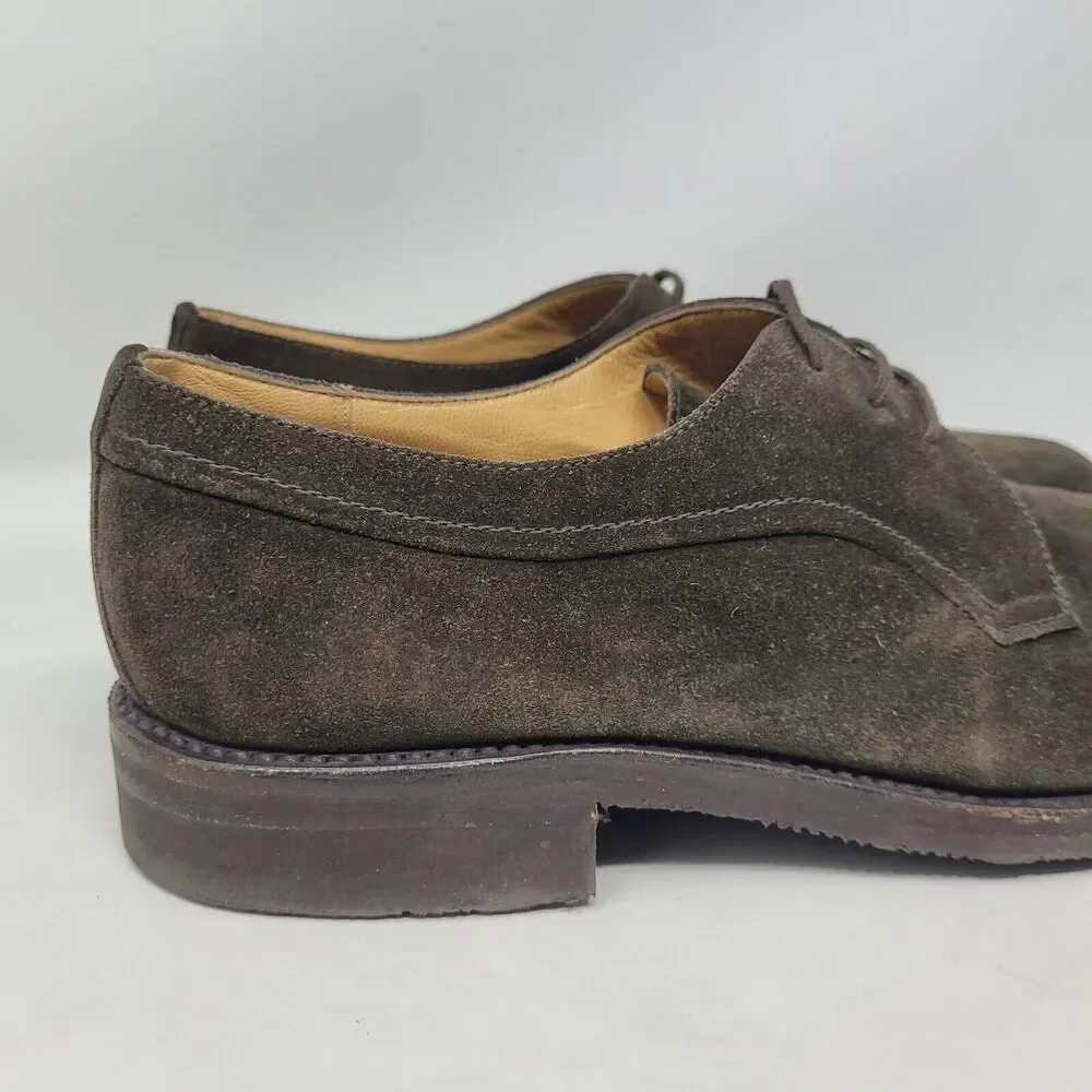 Gravati Shoes Mens 9 Brown Suede Derby Tie Lace Up Italy Classic Dress Casual